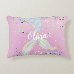 Whimsical Glitzer Meerjungjacht Dekokissen