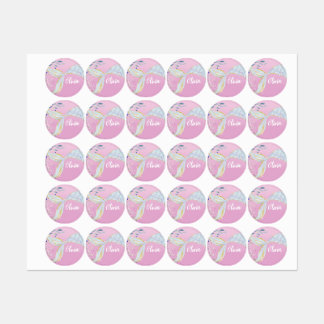 Whimsical Glitzer Meerjungjacht Etiketten