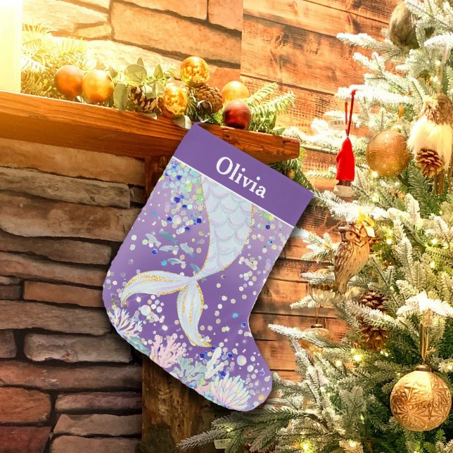 Whimsical Glitzer Meerjungjacht Großer Weihnachtsstrumpf (Von Creator hochgeladen)