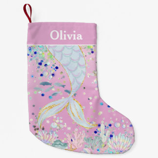 Whimsical Glitzer Meerjungjacht Kleiner Weihnachtsstrumpf