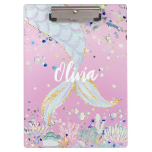Whimsical Glitzer Meerjungjacht Klemmbrett
