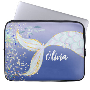 Whimsical Glitzer Meerjungjacht Laptopschutzhülle