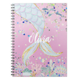Whimsical Glitzer Meerjungjacht Notizblock