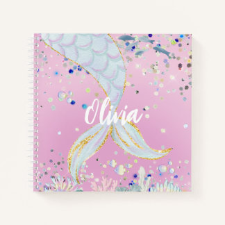 Whimsical Glitzer Meerjungjacht Notizbuch