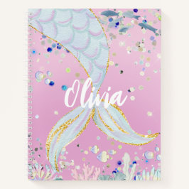 Whimsical Glitzer Meerjungjacht Notizbuch