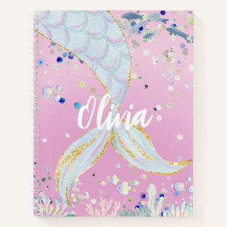 Whimsical Glitzer Meerjungjacht Notizbuch