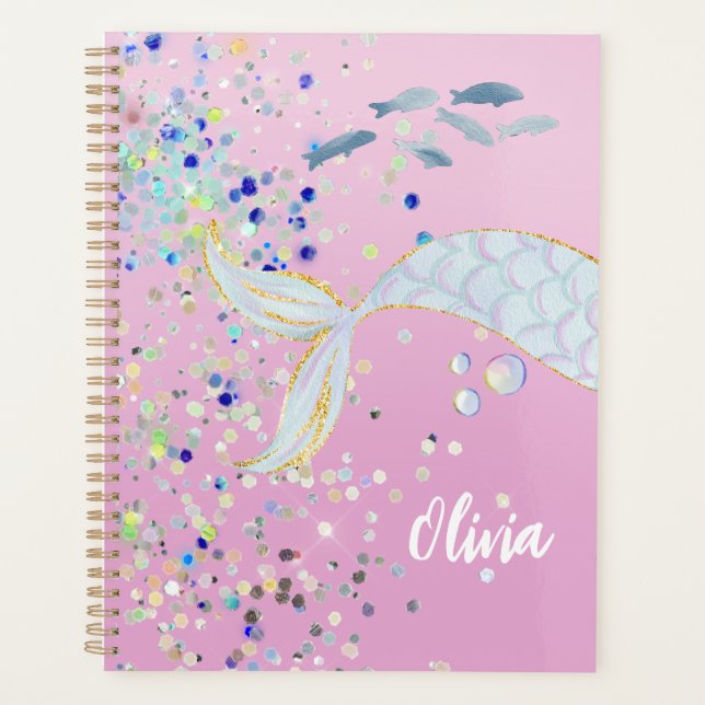 Whimsical Glitzer Meerjungjacht Planer (Vorderseite)