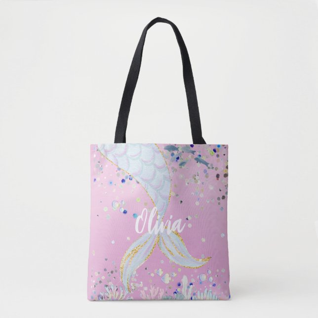Whimsical Glitzer Meerjungjacht Tasche (Vorderseite)