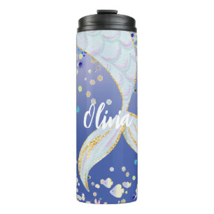 Whimsical Glitzer Meerjungjacht Thermosbecher