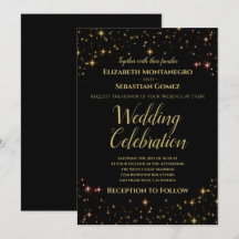 Whimsical Glitzern & Stars Gold auf Black Wedding