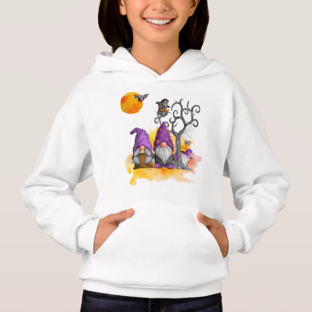 Whimsical Gnome Couple auf Halloween Hoodie (Vorderseite)