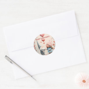 Whimsical Gnome Liebe: Adorable Valentine's Day Ar Runder Aufkleber