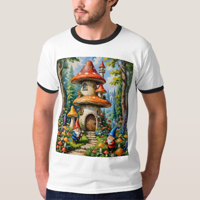 Whimsical Gnome Mushroom Hütte Fantasy Shirt (Vorderseite)