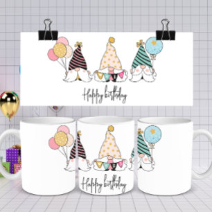 Whimsical Gnome Trio Happy Birthday Kaffeetasse