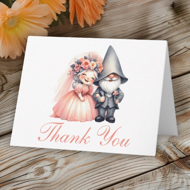 Whimsical Gnome Wedding Danke Orange Woodland Karte (Von Creator hochgeladen)