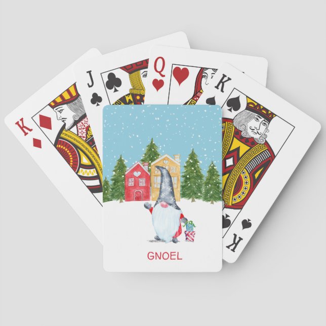 Whimsical Gnome Weihnachten Spielkarten (Rückseite)
