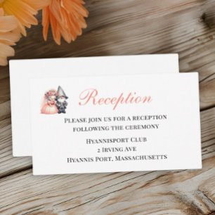 Whimsical Gnome Woodland Orange Hochzeitsempfang Begleitkarte