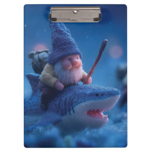 Whimsical Gnomes Riding on Haie Klemmbrett