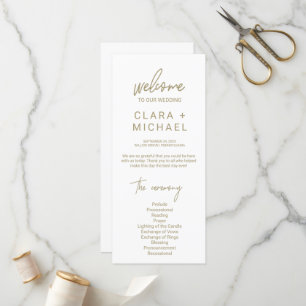 Whimsical Gold Calligraphy Wedding Programm
