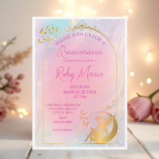 Whimsical Gold Fairy Pixie Invitation