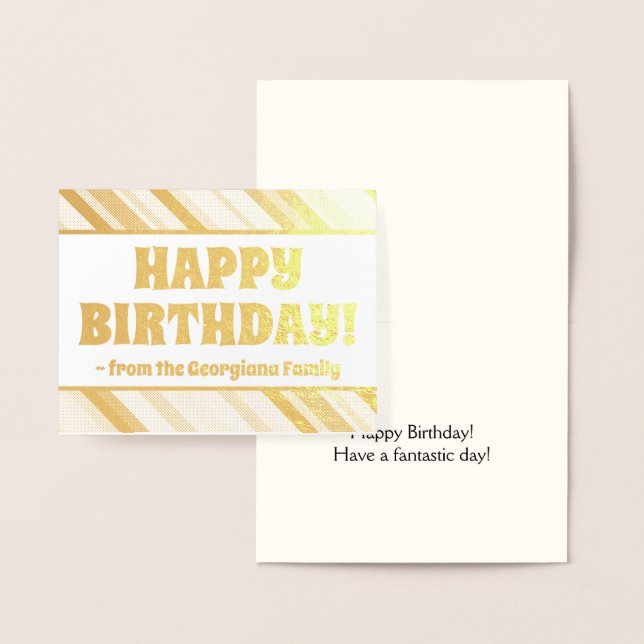 Whimsical Gold Foil "HEUREUX ANNIVERSAIRE !" Carte (Affichage)