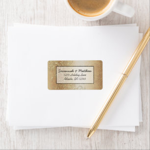 Whimsical Gold Love Bird Wirbel Hochzeitslabel Adressaufkleber