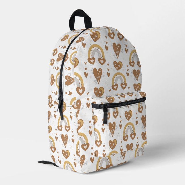 Whimsical Gold Rainbow Bedruckter Rucksack (Rückseitige Ecke links)