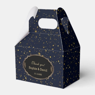 Whimsical Gold Starry Night Navy Blue Wedding Geschenkschachtel