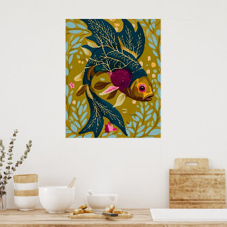Whimsical Goldfish Poster - Natur Inspiriert Kunst