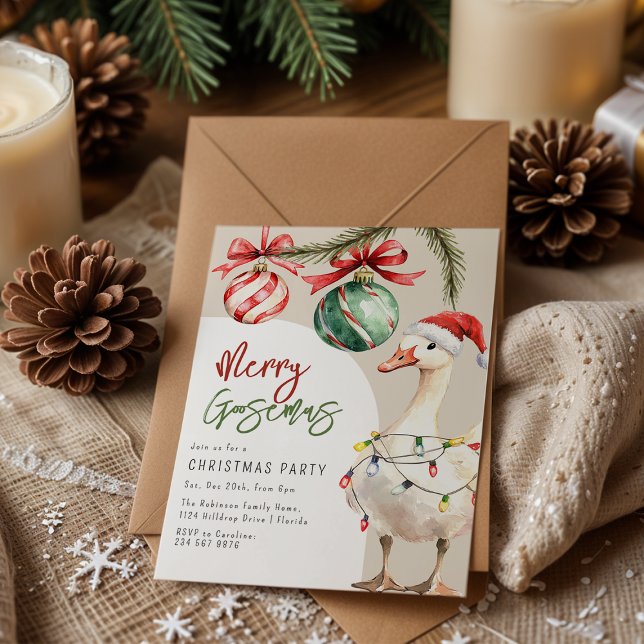 Whimsical Goose Christmas Party Einladung (Von Creator hochgeladen)