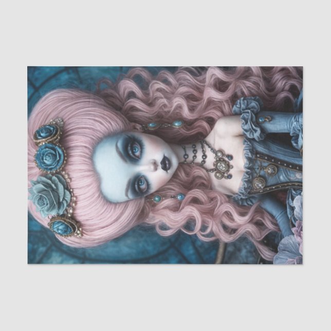 Whimsical Goth Creepy Marie Antionette Decoupage Seidenpapier (Vorderseite)