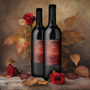 Whimsical Goth Liebe Pop Weinetikett