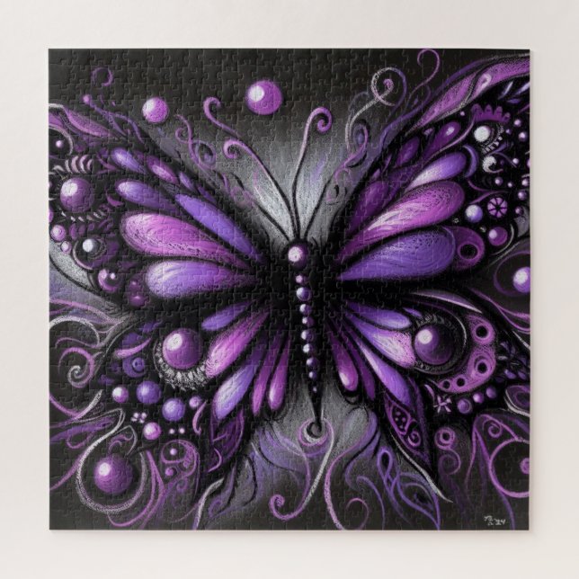 Whimsical Gothic Butterfly Lila Black Colorful (Vertikal)
