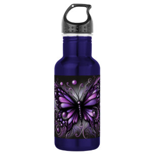 Whimsical Gothic Butterfly Lila Black Colorful Edelstahlflasche