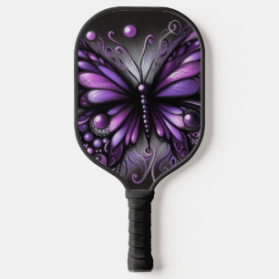 Whimsical Gothic Butterfly Lila Black Colorful Pickleball Schläger