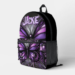 Whimsical Gothic Butterfly Lila Personalisiert Bedruckter Rucksack