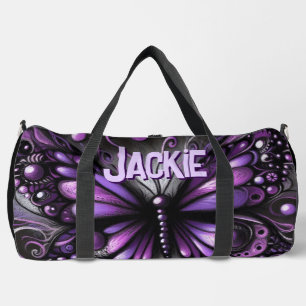 Whimsical Gothic Butterfly Lila Personalisiert Duffle Bag
