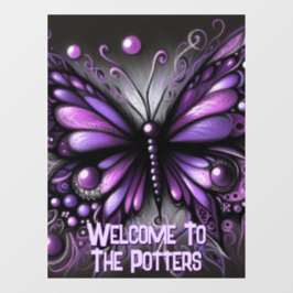 Whimsical Gothic Butterfly Purple Personalized Fensteraufkleber