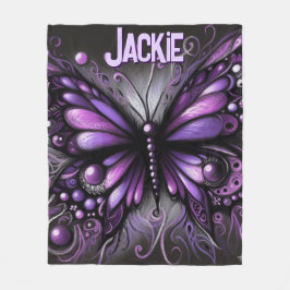 Whimsical Gothic Butterfly Purple Personalized Fleecedecke