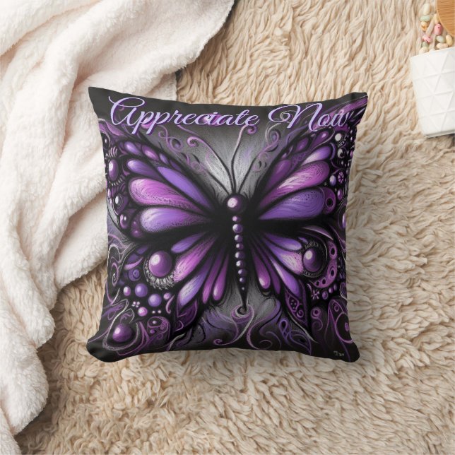 Whimsical Gothic Butterfly Purple Personalized Kissen (Decke)