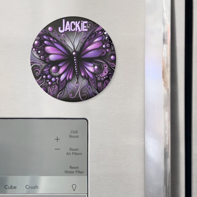 Whimsical Gothic Butterfly Purple Personalized Magnet (In Situ (Kühlschrank))