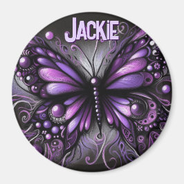 Whimsical Gothic Butterfly Purple Personalized Magnet