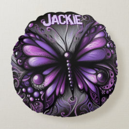 Whimsical Gothic Butterfly Purple Personalized Rundes Kissen