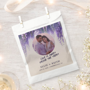 Whimsical Gradient Lila Blumenzwiebeln Foto Hochze Geschenktütchen