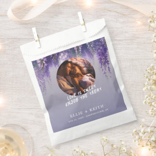 Whimsical Gradient Lila Blumenzwiebeln Foto Hochze Geschenktütchen