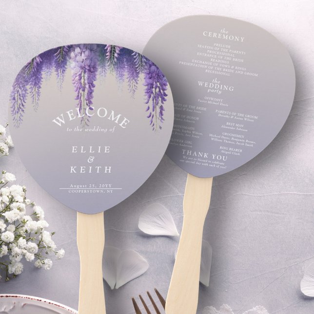 Whimsical Gradient Lila Floral Wedding Programm Fächer (Von Creator hochgeladen)