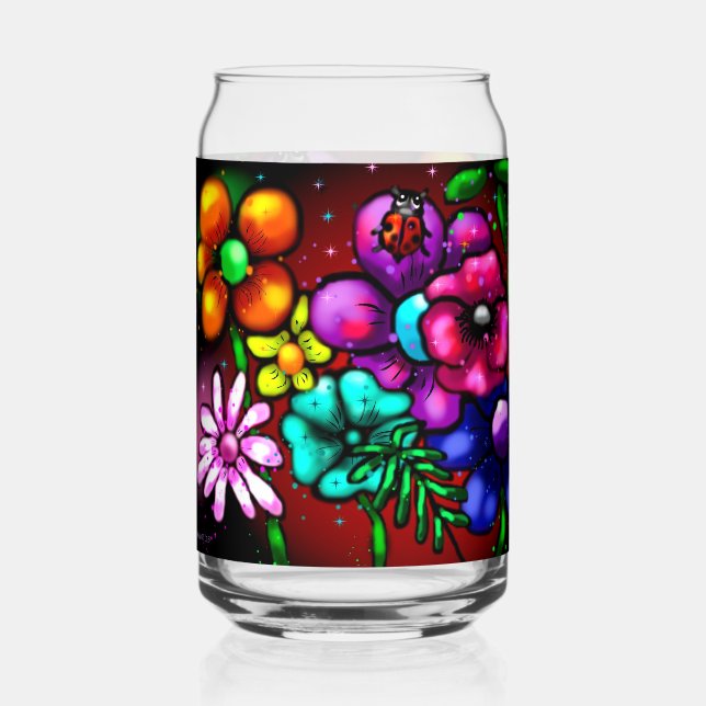Whimsical Graffiti Style Blume Ladybug Dosenglas (Vorderseite)
