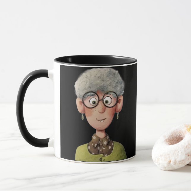Whimsical Grandma – Kind Ones Vintage Elegance Mug Tasse (Mit Donut)