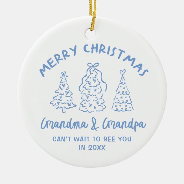 Whimsical Grandparents Pregnancy Announcement Keramik Ornament (Vorne)