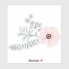 Whimsical Grau Black Pink Motif Blume Aufkleber